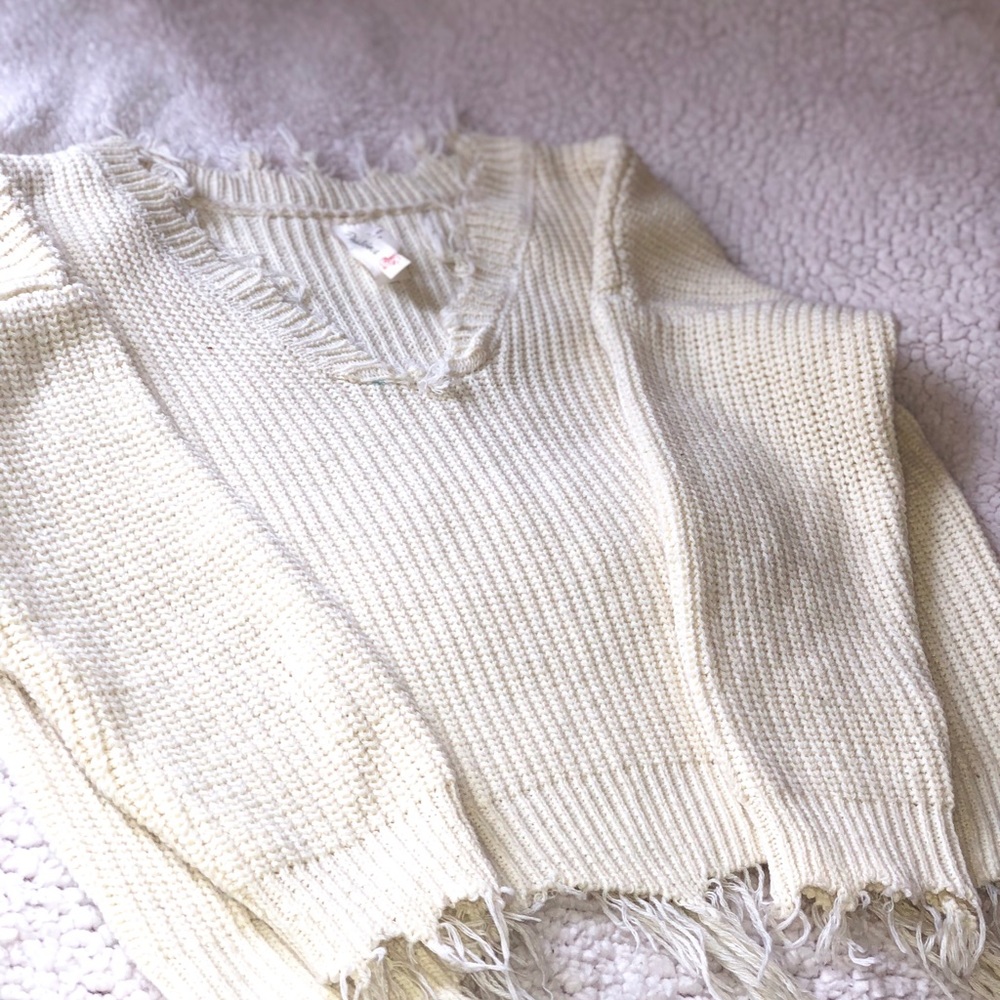Cream Tight Knitted Sweater (crop)